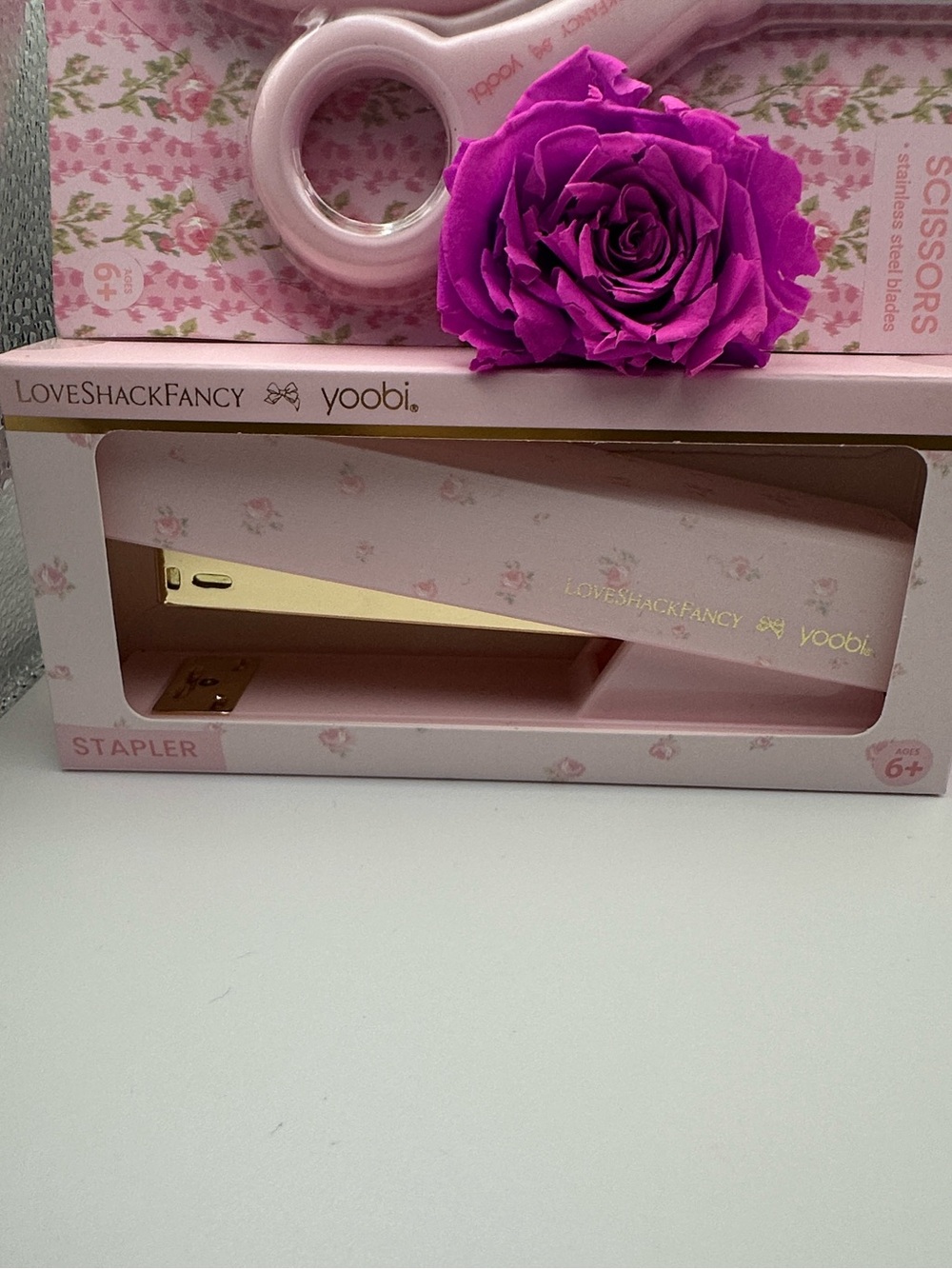 LoveShackFancy Pink and Gold Floral Stapler - Stationary
